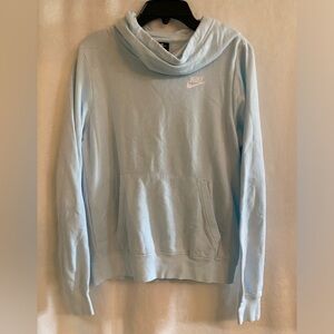 light blue nike cowl neck hoodie